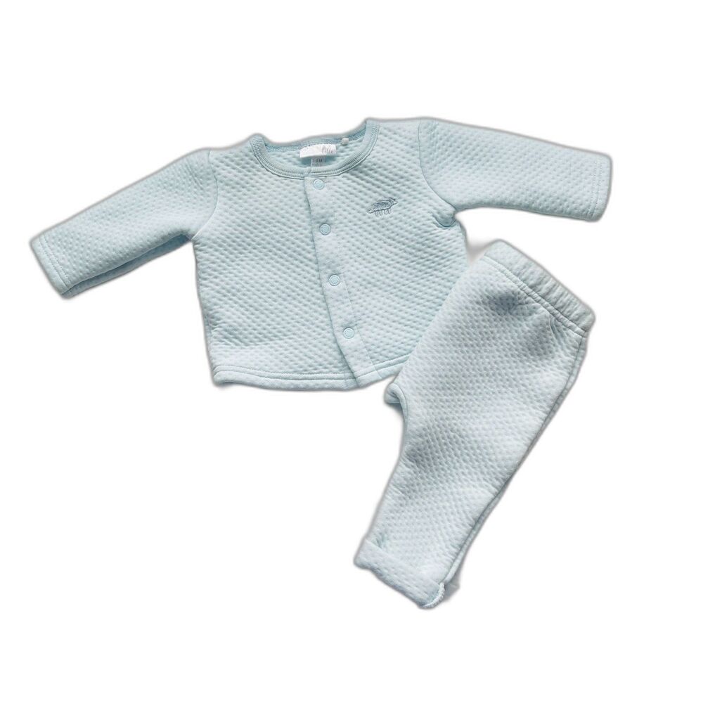 Tres Beau et Belle Pima Cotton Quilted Knit Cardigan & Pants Set Size 3-6 months